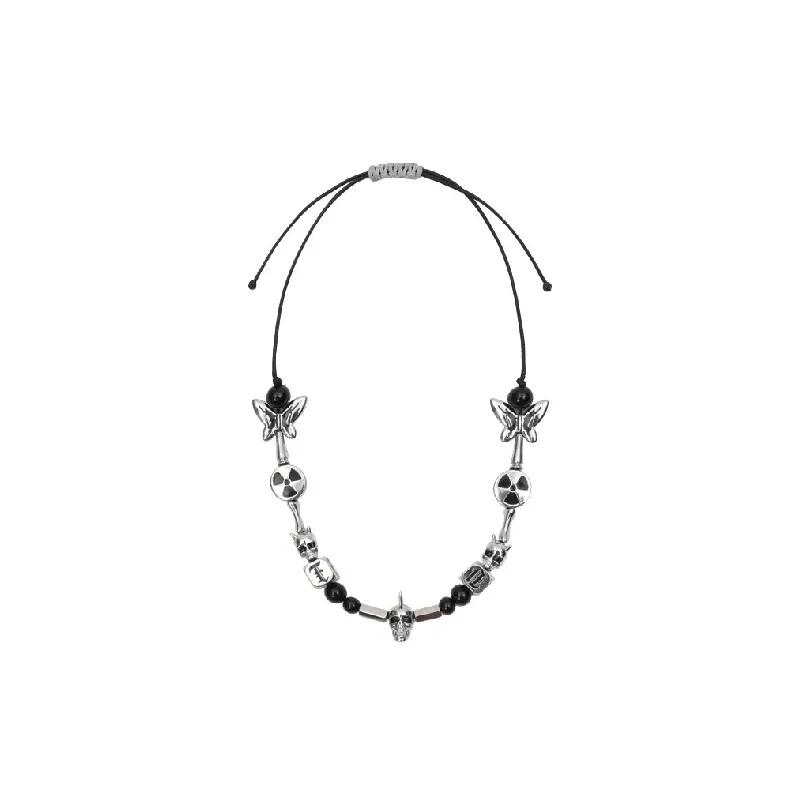 Punk Skull Butterfly Necklace-0
