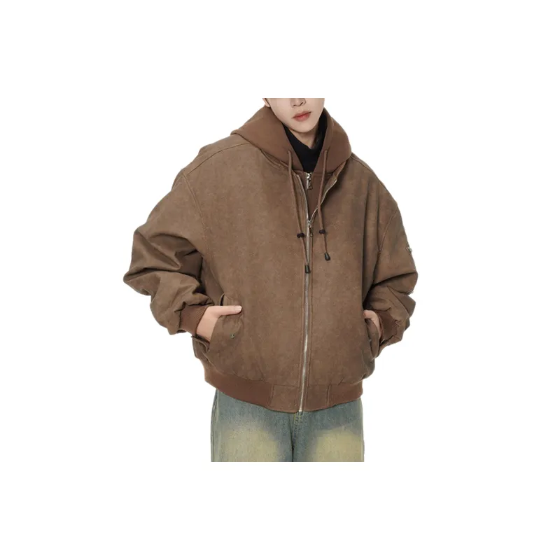 Loose Fake Two Piece Leather Quilted Jacket-0