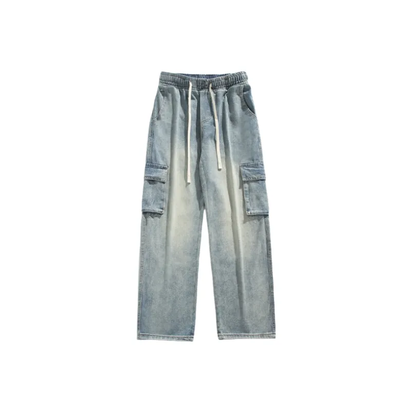 Cool Loose Denim Cargo Pants-0