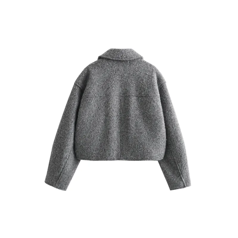 Simple Zipper Polyester Jacket Women-12