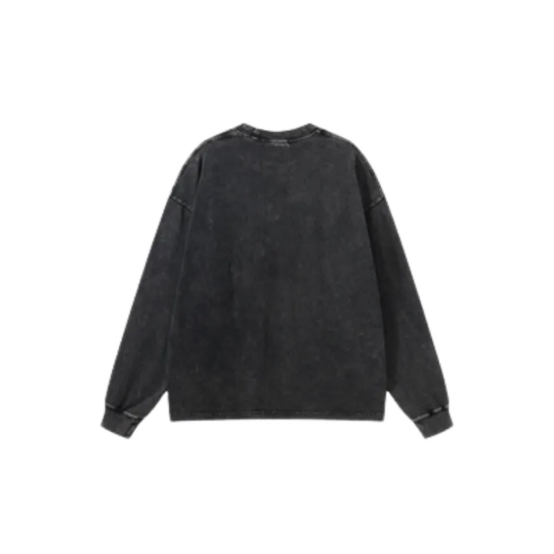 Street Fashion Printed Round Neck Loose Hip Hop Long Sleeve T-shirt-1