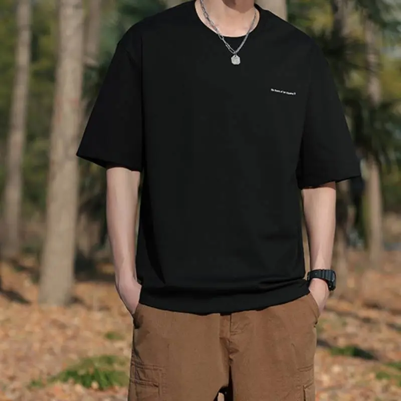 Loose Plain Cotton T Shirt-8