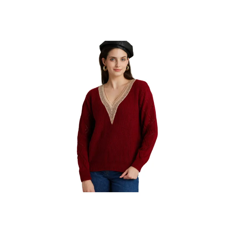 Casual Geometric Polyester Sweater Women-0