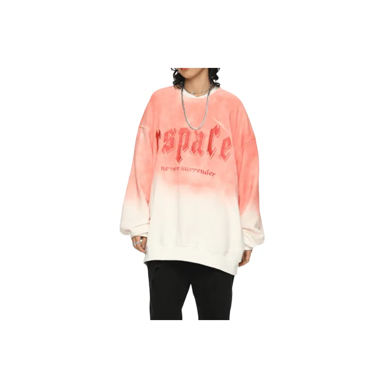 Washed Gradient Casual Printing Pullover Sweatshirt-3