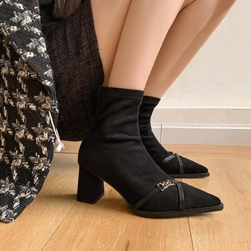 Simple Metal Ankle Boots-1
