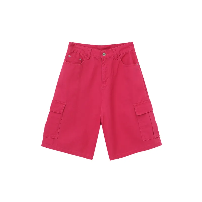 Simple Plain Cotton Cargo Shorts Unisex-0