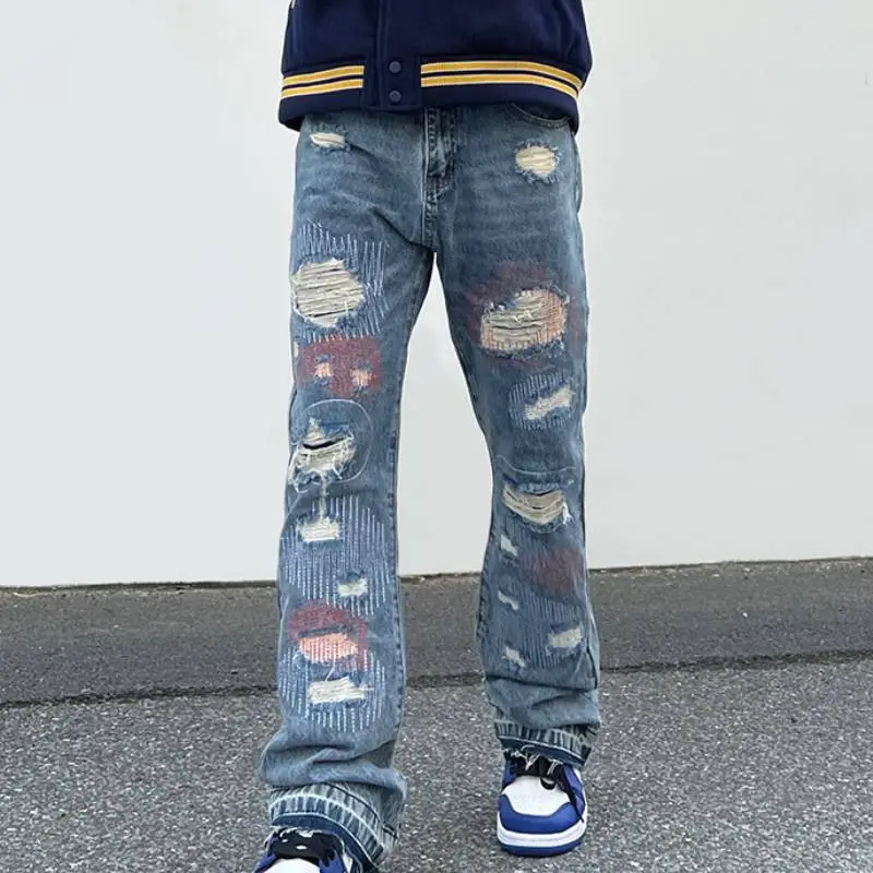 Trendy Embroidered Jeans-1