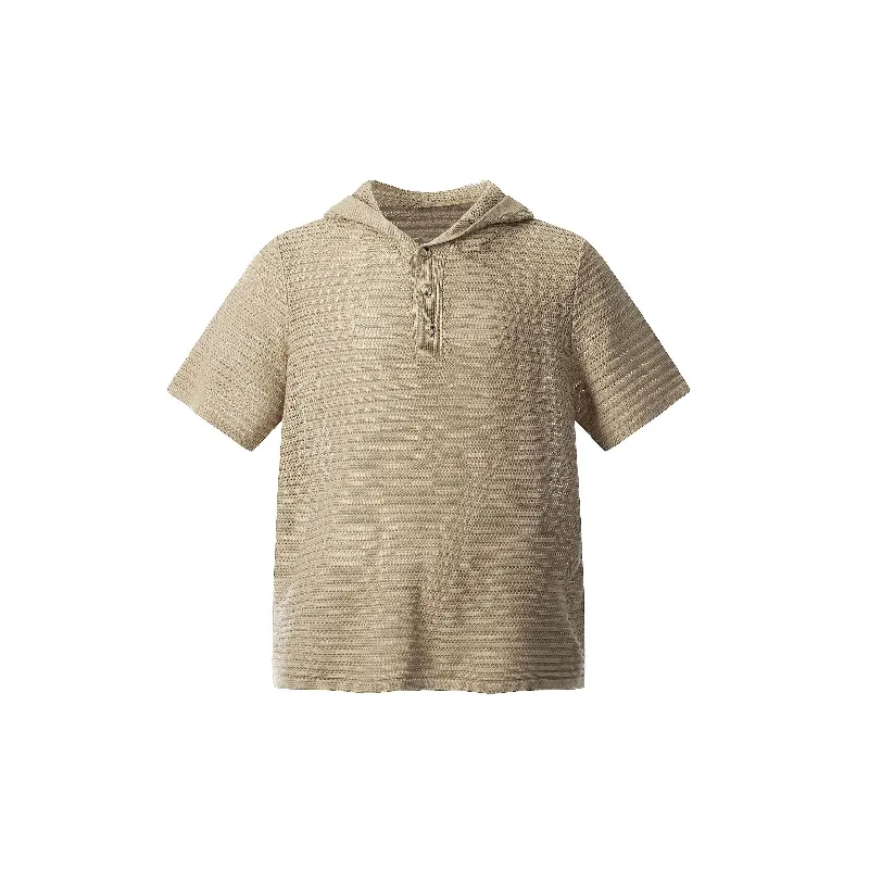 Fashionable Hollow Out Blended Synthetic Fabrics Polo-2