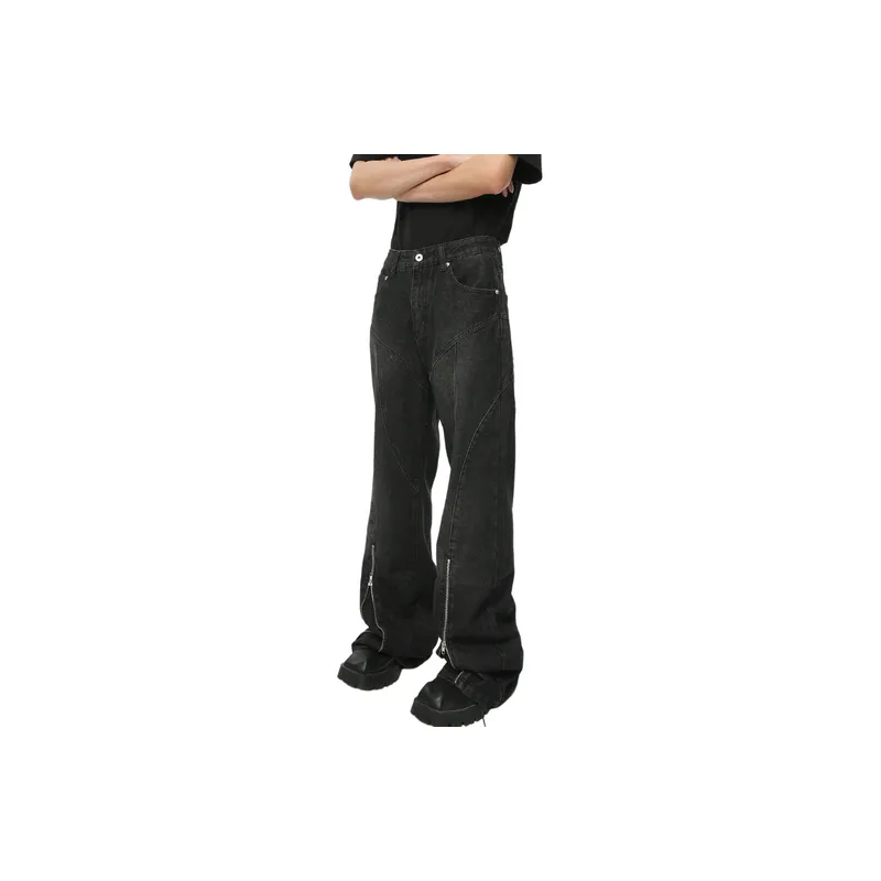 Washed Old Structure Line Flared Jeans-2
