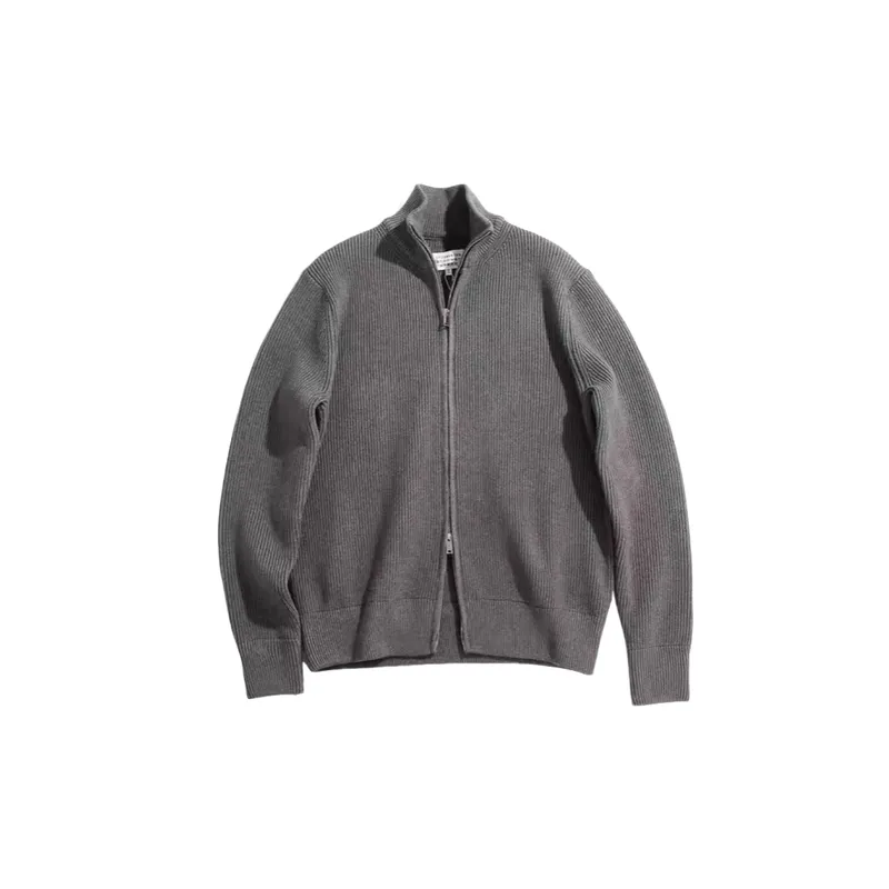 Fashionable Zipper Cotton Blended Fabric Sweater-2