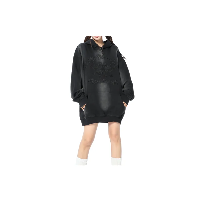 Ins Street Trendy Retro Wash Water Dressed Printed Hooded Pullover Sweater-5