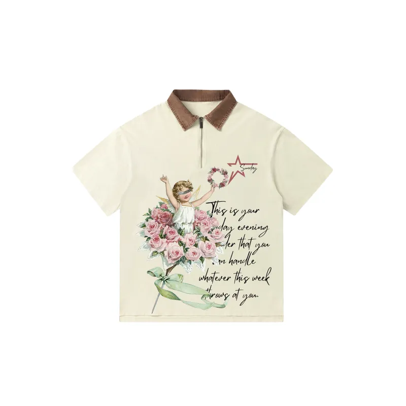 Lapel Short Sleeve T Shirt-4