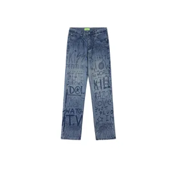 High Street Hip Hop Full Edition Graffiti Letter Jeans