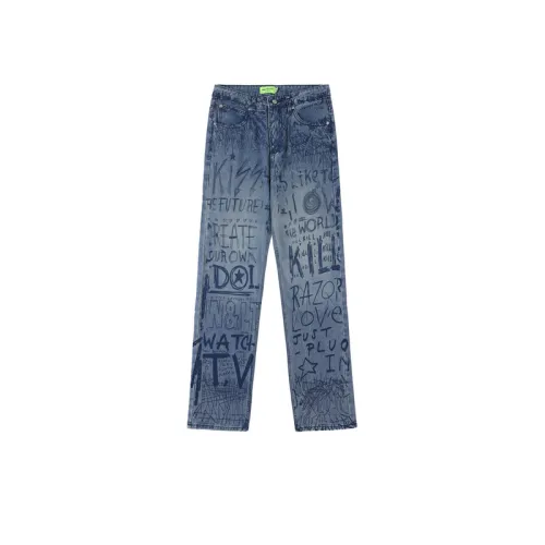 High Street Hip Hop Full Edition Graffiti Letter Jeans