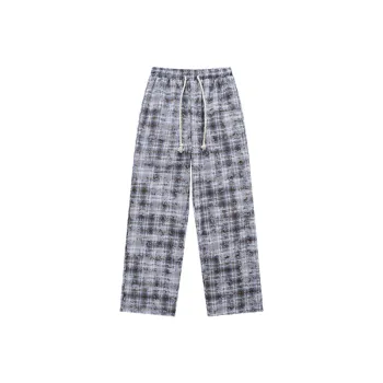 Distress Plaid Casual Pants