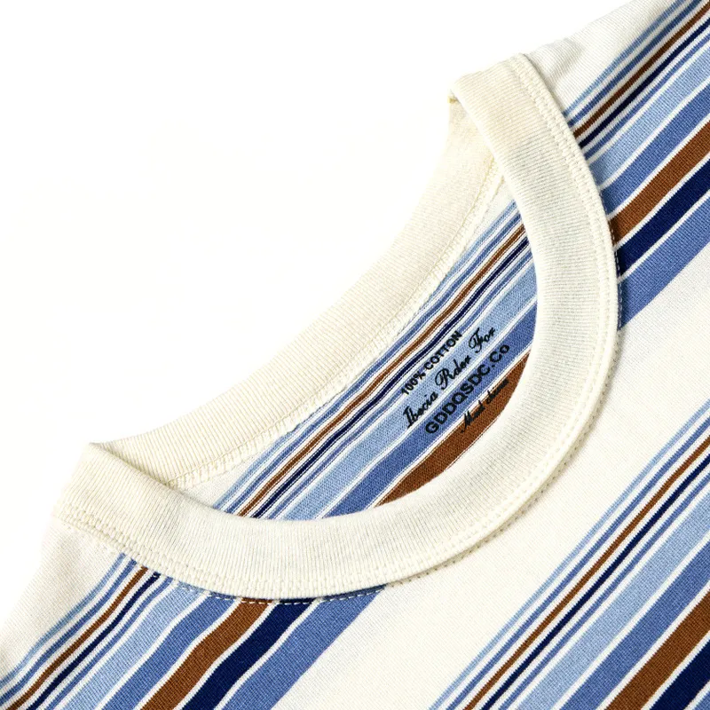 Fashionable Striped Long Staple Cotton T Shirt Unisex-2