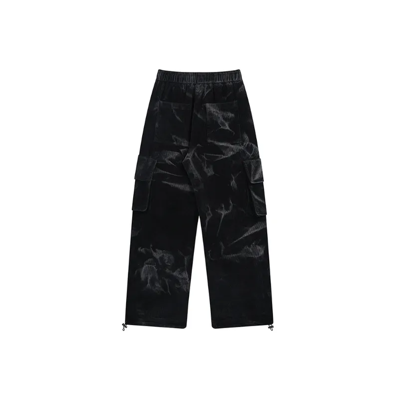 Retro Corduroy Washed Casual Long Trousers-1