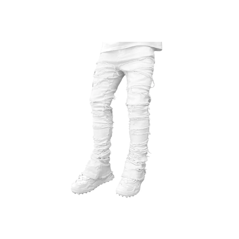 Stretch Patch Denim Straight Pants-19