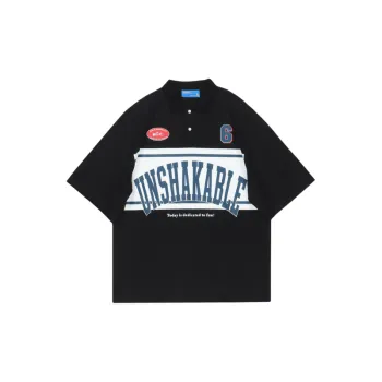 Loose Retro Letter Polo Shirt