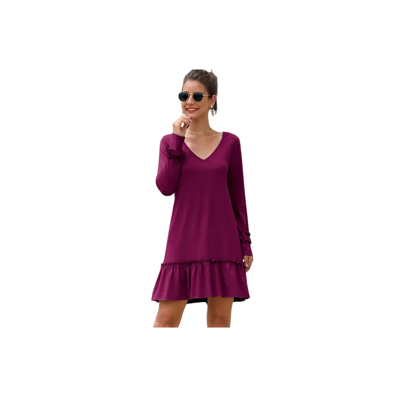 Fashionable Simple Cotton Blended Fabric Dress Women-0