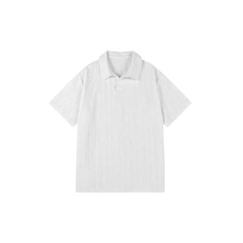 Basics Loose Blended Synthetic Fabrics T Shirt-2