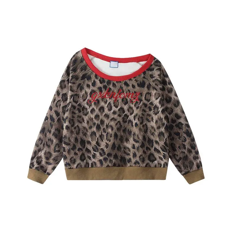 Leopard Print Contrast Color Sweater Women-0