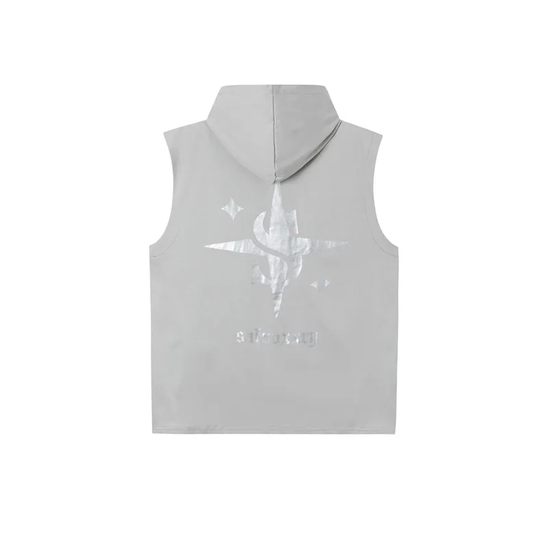 Loose Patchwork Printed Hooded Vest-6