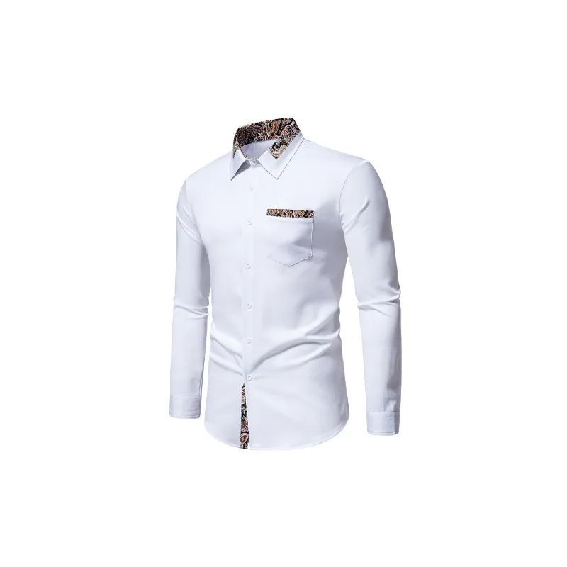 Fashionable Contrast Color Cotton Blended Fabric Shirt-6