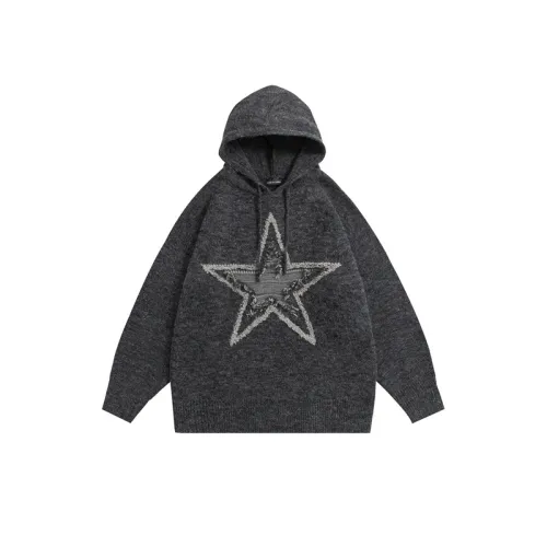 New Trendy Brand Jacquard Star Color-mixed Fringe Loose Hoodie