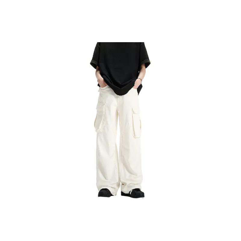 Retro Loose Cotton Cargo Pants-2