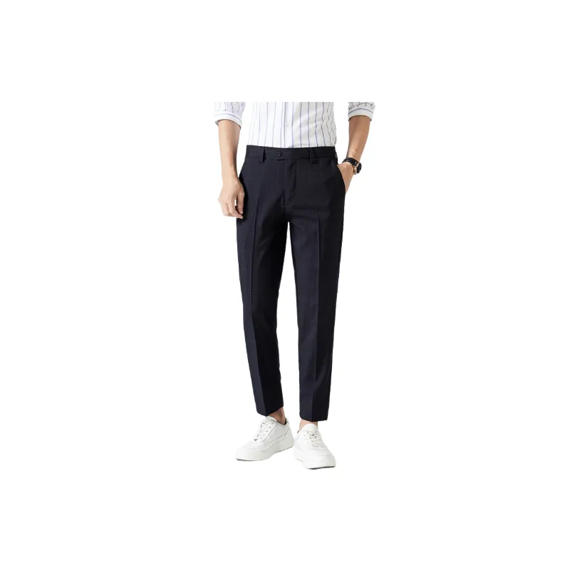 Fashionable Plaid Blended Synthetic Fabrics Suit Trousers-2