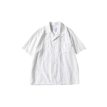 Retro Striped Linen Blend Fabric Shirt Unisex