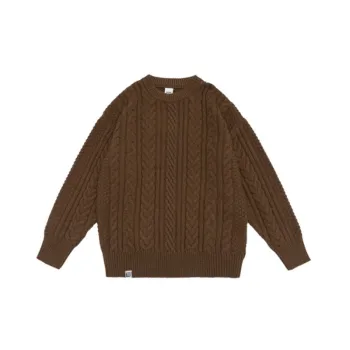 Retro Plain Blended Synthetic Fabrics Sweater
