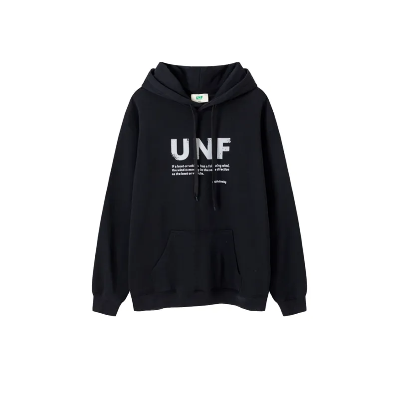 Fleece lined Letter Printing Hoodie-0