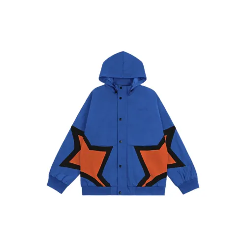 Retro Star Contrast Color Stitching Ins Hip hop Street Loose Hooded Jacket