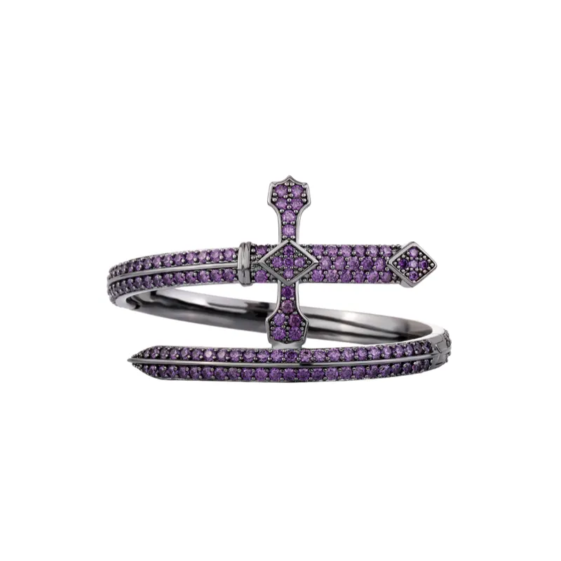The Sword Of Justice Full Diamond Retro Widened Version Bracelet-2