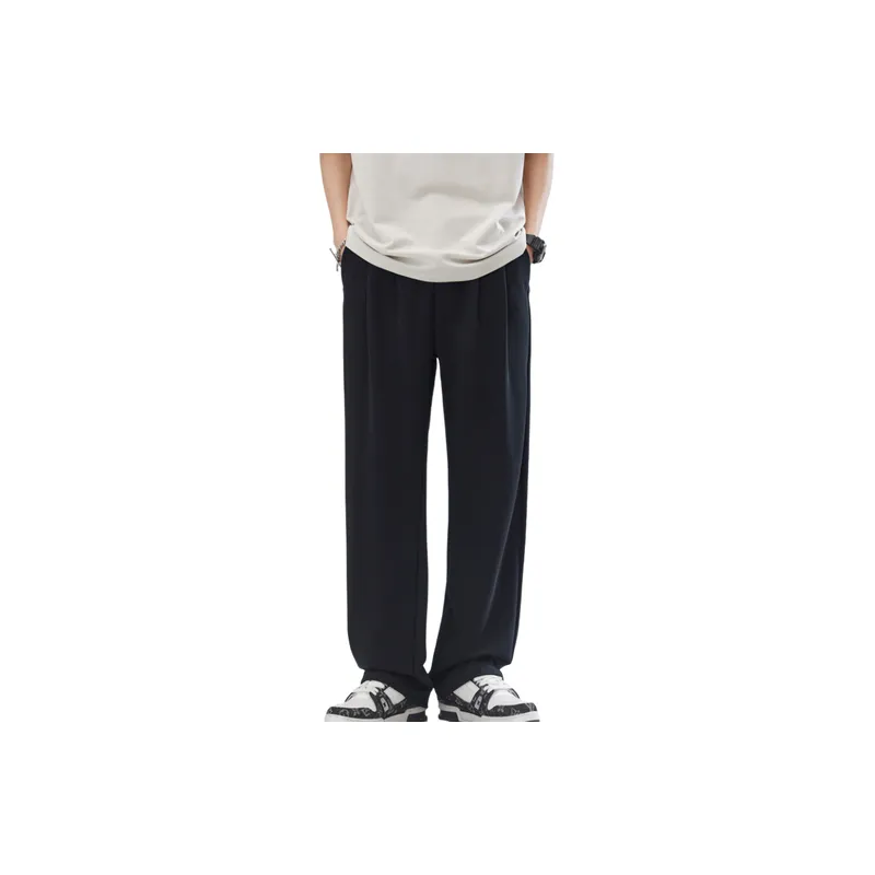 Simple Loose Blended Synthetic Fabrics Suit Trousers-1