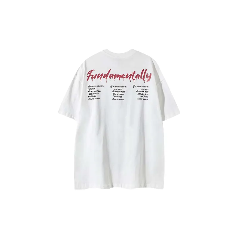 Retro Washed Cotton Blended Fabric T Shirt-3