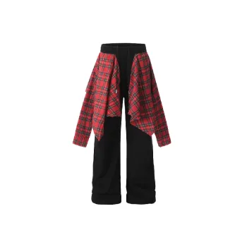 Loose Plaid Cotton Casual Pants Unisex