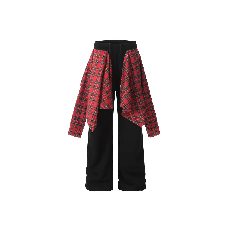 Loose Plaid Cotton Casual Pants Unisex-4