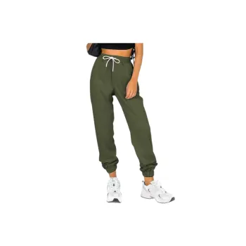 Simple Plain Knitted Fabric Casual Pants Women