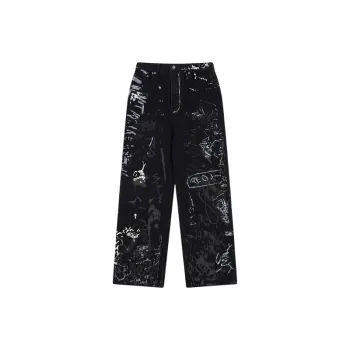 High Street Small Trendy Brand Letter Printed Jeans