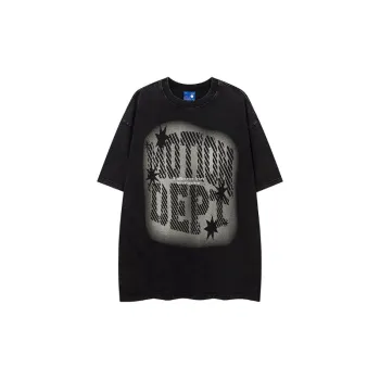 Tie Dyed Letter Cotton T Shirt