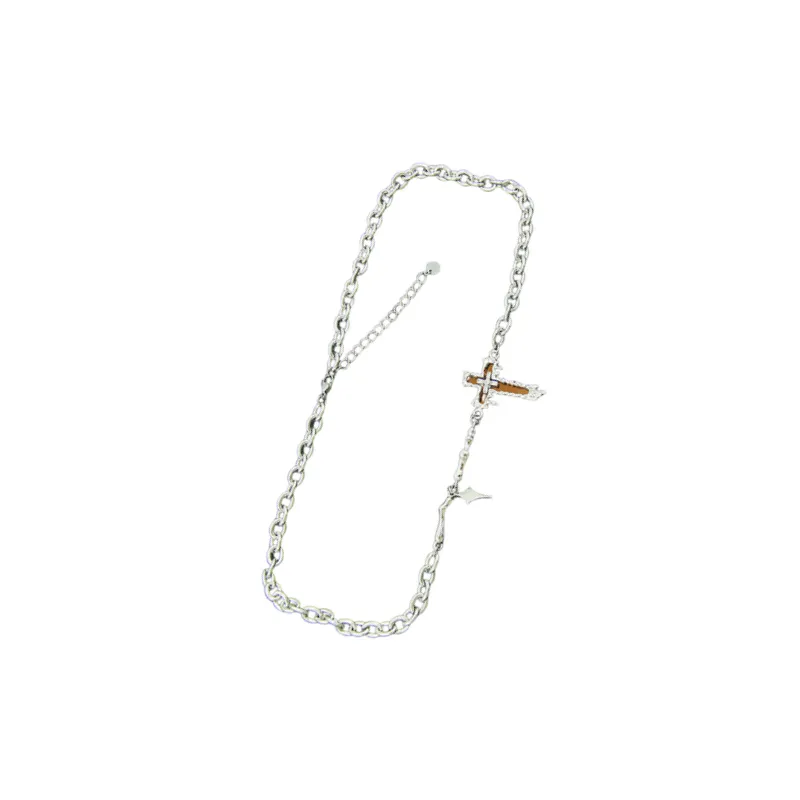 Creative Cross Pendant Splicing Necklace-0