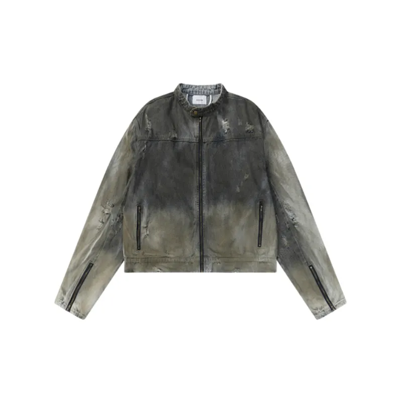 Retro Zipper Denim Jacket-0