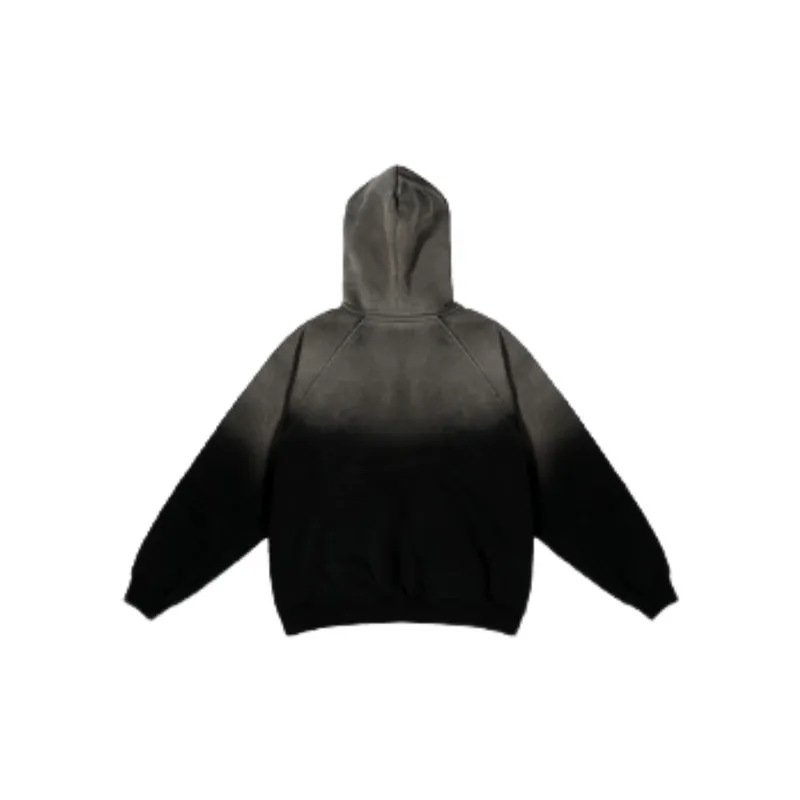 Gradient Color matching Old Oversize Loose Hooded Sweater-9