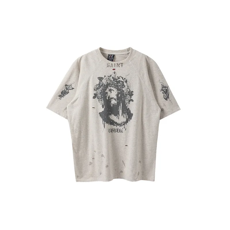 Retro Graffiti Print Short Sleeve T shirt