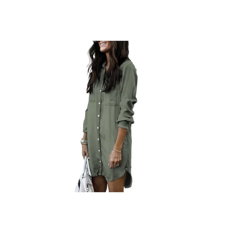 Fashionable Loose Denim Shirt Women-4