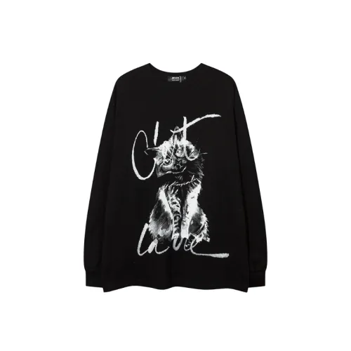 Fashion New High-tech Niche Design Sense Cat Printed Long-sleeved Casual Sweatshirt