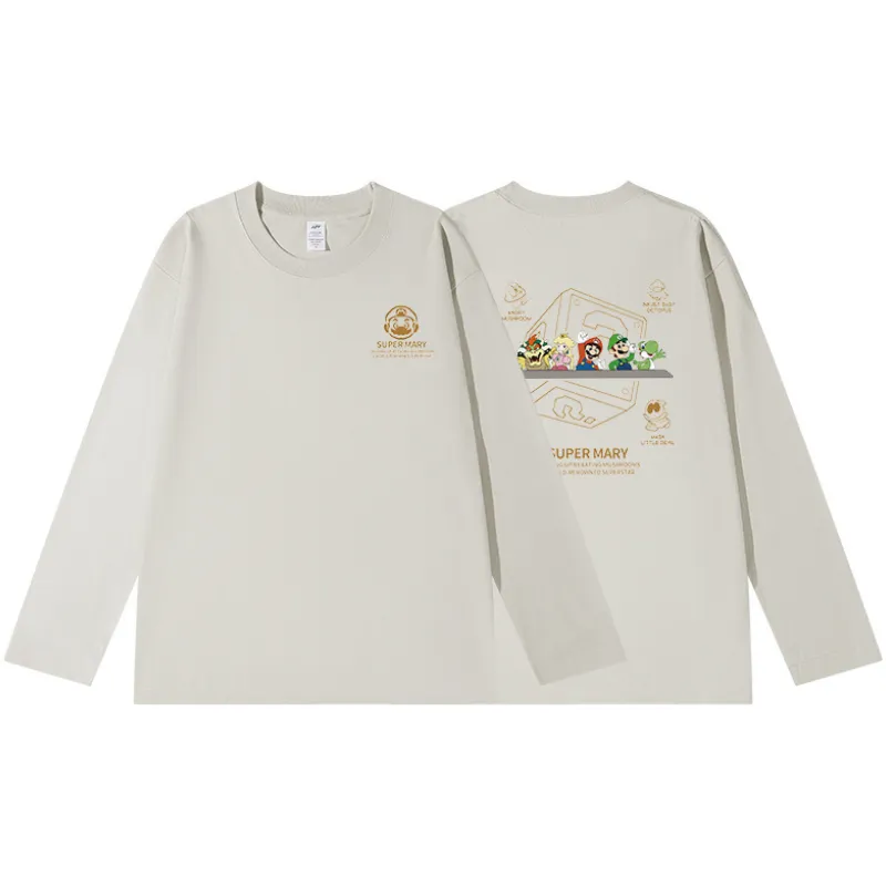 Casual Long Sleeve Combed Cotton T Shirt-1